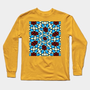 Sky Blue Flower Pattern Long Sleeve T-Shirt